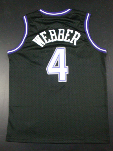 NBA Sacramento Kings 4 Chirs Webber Swingman Throwback Black Jerseys
